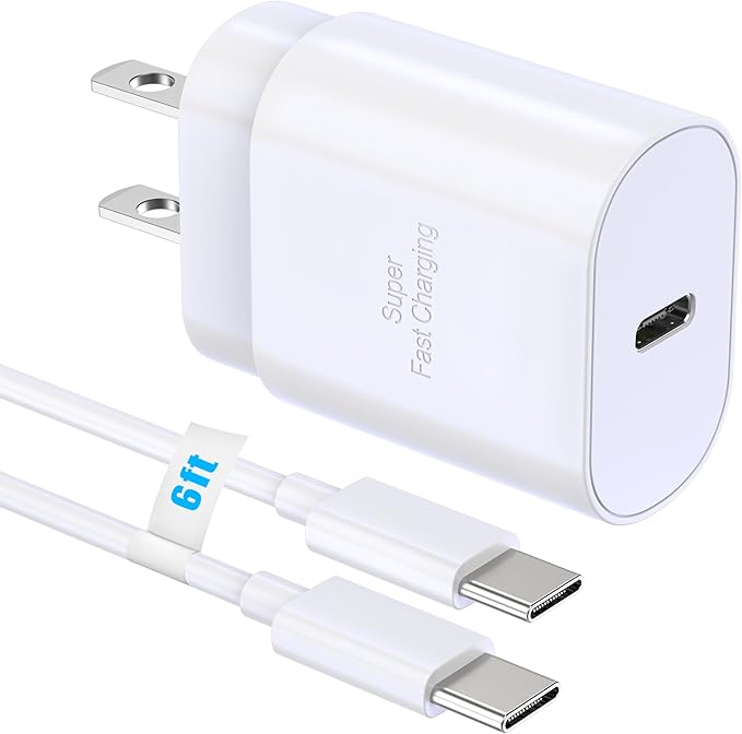 TT&C 30W USB-C Super Fast Charger with 6ft Type C Cable, PD Wall Block Compatible with iPhone 17/16/15 Pro Max/Air, iPad Pro, and Galaxy S25/S24-1 Pack