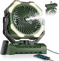 Misting Fan, Portable Camping Fans with 9oz Water Tank, 24000mAh Rechargeable Fan with 4 Speed, Battery Powered Fans with 120H Cooling, Last 5H Mist, 2 Mist Modes, Lights, Outside/Summer Essential