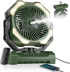 Misting Fan, Portable Camping Fans with 9oz Water Tank, 24000mAh Rechargeable Fan with 4 Speed, Battery Powered Fans with 120H Cooling, Last 5H Mist, 2 Mist Modes, Lights, Outside/Summer Essential