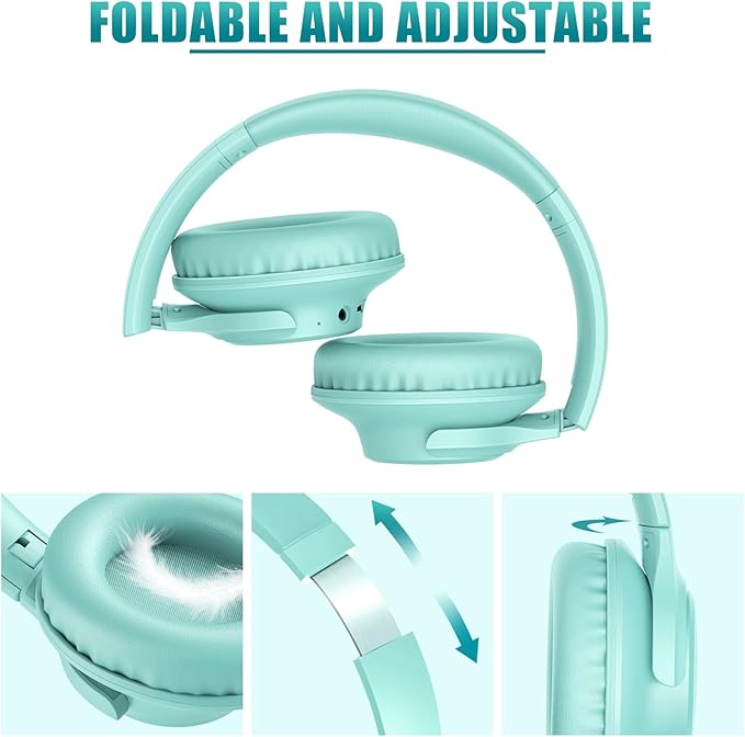 KVIDIO Bluetooth Headphones Over Ear, 65 Hours Playtime Wireless Headphones with Microphone, Foldable Lightweight Headset with Deep Bass, HiFi Stereo Sound Low Latency for Travel Work Cellphone
