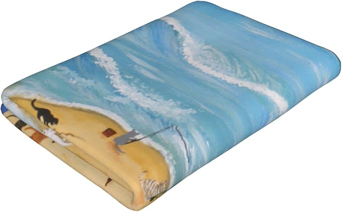 Cat Microfiber Beach Towel for Women, Adults - Cute Personalized, Oversized, Quick Dry, Sand Free - 30"x 60"