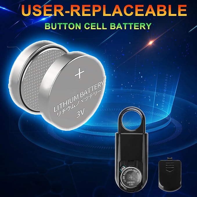 2 Pack Personal Safety Alarm 130db User-Replaceable Battery SOS Emergency Loud Sound Siren Keychain Alert for Women, College Students, Children, Night Runner, Hiking, Camp, Bear Alarm. Black