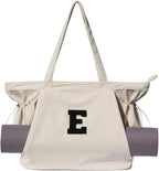ESVAN Corduroy Yoga Tote Bag Gifts for Women Drawstring Yoga Mat Bag for Office Workout Travel Carryall Pilates Gym