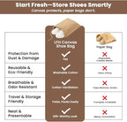 LFH Cotton Rich Shoe Storage Bags with Drawstring, Dustproof Breathable Reusable Organizer, Perfect For Travel, Dorm, Hotel, College, Gym, Easy to Carry, Machine Washable 12"x17" (Pack of 6) - Beige