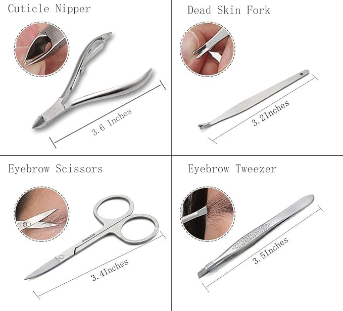 Manicure Set Professional Nail Clippers Kit Pedicure Care Tools- Stainless Steel Grooming Kit 12Pcs for Travel or Home (Rose Gold)