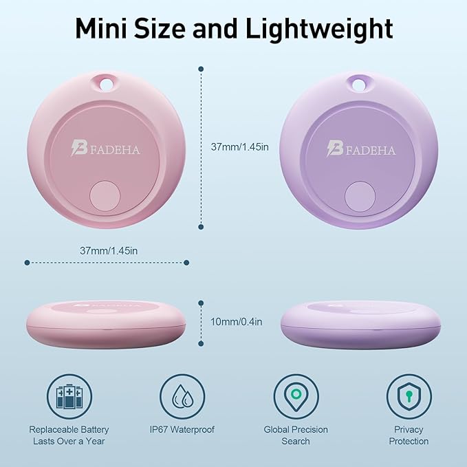 BFADEHA 2026 [Apple MFi Certified] (iOS Only) Bluetooth Tracker Smart Finder for Apple Find My iPhone GPS Tracker, 5-10 Years Battery, Keys Finder and Item Locator for Keys, Bags, Wallet, Passport