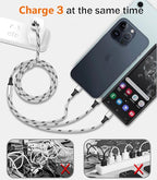 Multi Charging Cable, 5ft 3Pack Multi Charger Cable Nylon Braided Multiple USB Universal 3 in 1 Charging Cord Adapter with Type-C, Micro USB Port Connectors for Cell Phones and More