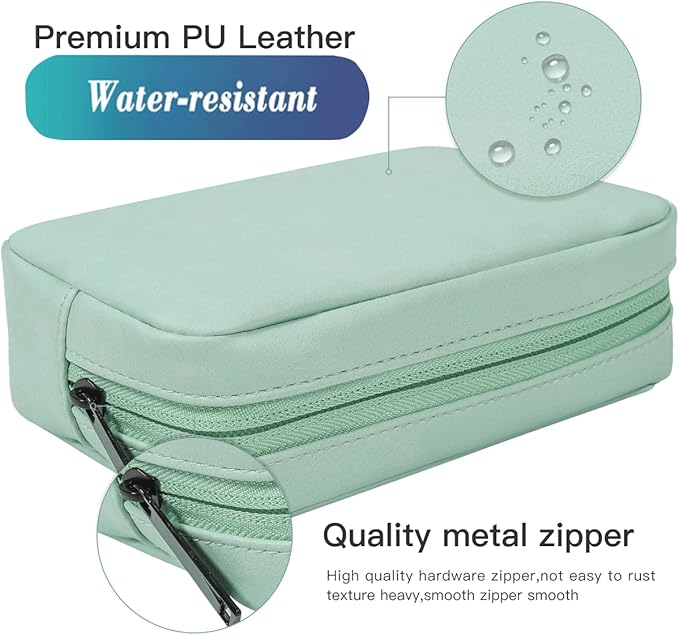 CAAORDKSO Electronic Organizer Travel Cable Accessories Bag, Electronic Organizer Case, Electronic Accessories Organizer Bag for Cable, Cord, Charger, Phone, Power Bank, Earphone (Big-Mint Green)