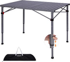 KingCamp Folding Camping Table Foldable Loads 265 Lbs, 42.1"× 27.6" Portable Table 3 Adjustable Height Aluminum Roll Up Camp Table with Carry Bag for Camping Picnic BBQ Backyard, Indoor & Outdoor