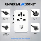 EP 65W International Travel Adapter, Universal Power Charger Outlet with 3 USB-C and 2 USB-A Ports, Worldwide Plug Adaptor Wall Charger, Compatible with US/CA/EU/UK/AU/JP ＆ 150+ Countries - White