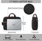 RAVUO Messenger Bag for Men, Water Resistant 17.3 inch Laptop Business Briefcase Canvas Shoulder Satchel for Work Business…