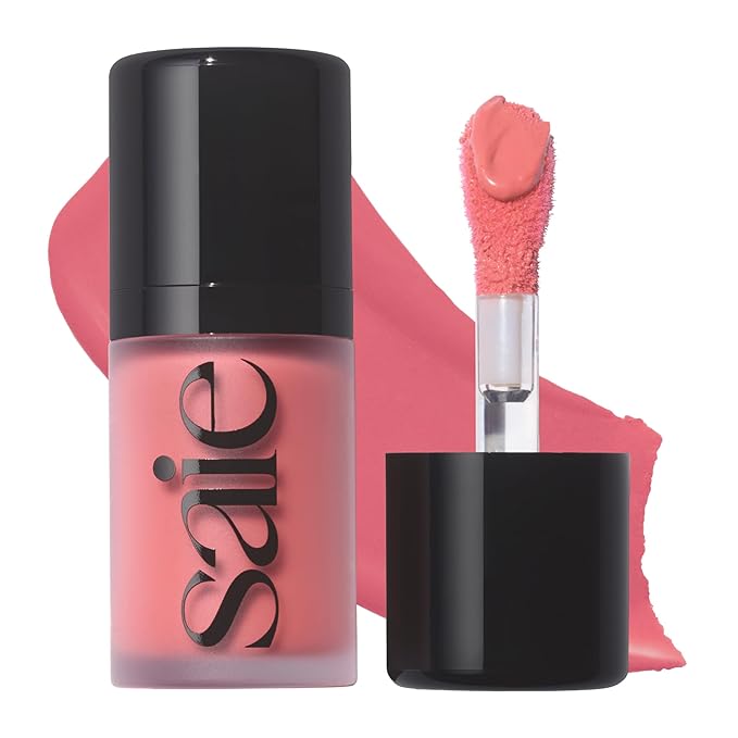 Saie Mini Dew Liquid Blush for Cheeks - Hydrating Cream Blush Stick with a Blendable + Buildable Formula - Skincare Infused Dewy Cheek Tint for a Natural Flush - Clean, Vegan Makeup - Sweetie (.24 oz)