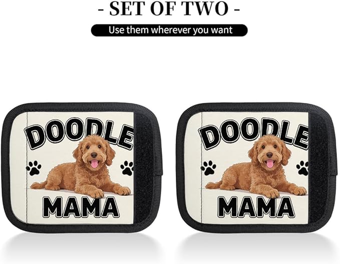 2 Pack Luggage Handle Wrap with Travel Tags - Non-Slip Protective Cover Soft Handle Grips Covers for Suitcase(Doodle Dogs)