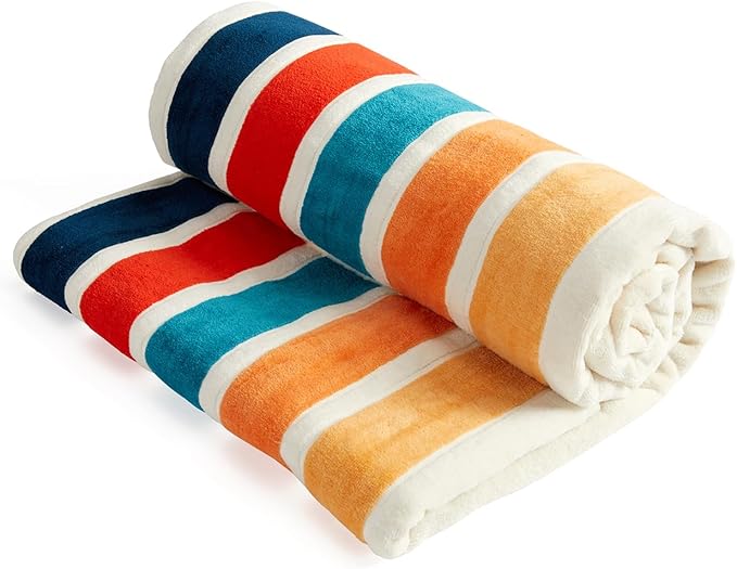 Loon & Lake Luxury Oversized Beach Towels - Retro Stripes| Oversized 40" x 70" | Crafted from 100% Combed Cotton | Ultra Plush & Super Soft | Retro Collection 1977