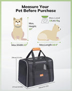 Morpilot Cat Carrier - Cat Carrier Soft for Small or Medium Cats up to 20lbs, with Sided Cushion, Secure Buckle and Foldable Bowl, Dog Carriers for Small Dogs (Dark Gray)
