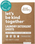 Kind Laundry Detergent Sheets – 18 Loads Fragrance Free, EWG Verified, No Residue After Wash, Eco Plastic-Free Liquidless Laundry Soap, Non-Toxic Formula, for Sensitive Skin, Travel & Dorm Friendly