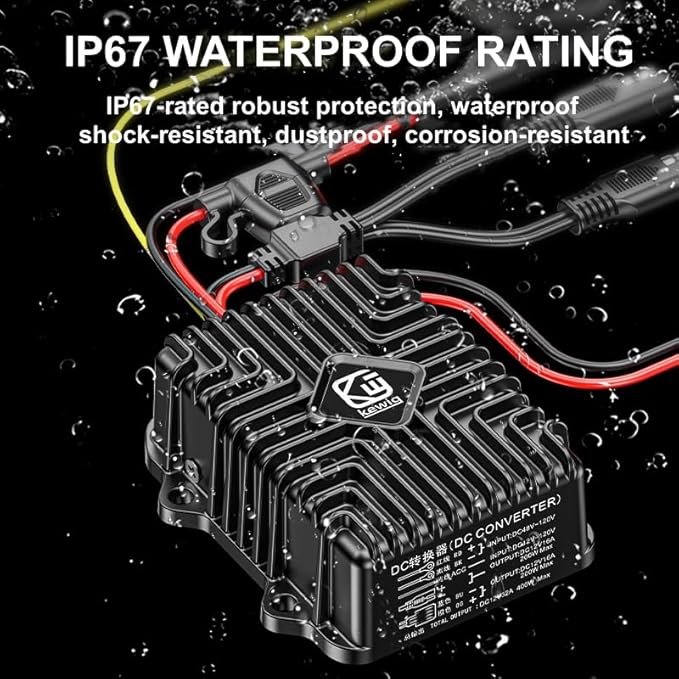 Kewig 400W 32A 12V Golf Cart 48V-120V to 12V Converter Voltage Regulator Reducer Transformer with Fuse DC Convert Regulator Power Supply Buck Transformer Module for Motorcycle Golf Cart Scooters