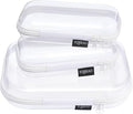 YQBRAO 3-Pack Clear Hard Shell Zipper Case, 1.2mm Heavy-Duty Crush-Proof Travel Makeup Bag, TSA Approved Clear Zipper Pouches, Rigid Toiletry & Diaper Bag Organizer for Toys, Tech & Art Supplies