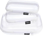 YQBRAO 3-Pack Clear Hard Shell Zipper Case, 1.2mm Heavy-Duty Crush-Proof Travel Makeup Bag, TSA Approved Clear Zipper Pouches, Rigid Toiletry & Diaper Bag Organizer for Toys, Tech & Art Supplies