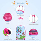 Goplus 2PC Kids Luggage, 12" & 16" Kids Carry On Luggage Set with 4 Spinner Wheels, Lightweight Rolling Spinner Suitcase for Children Toddlers Boys and Girls Travel