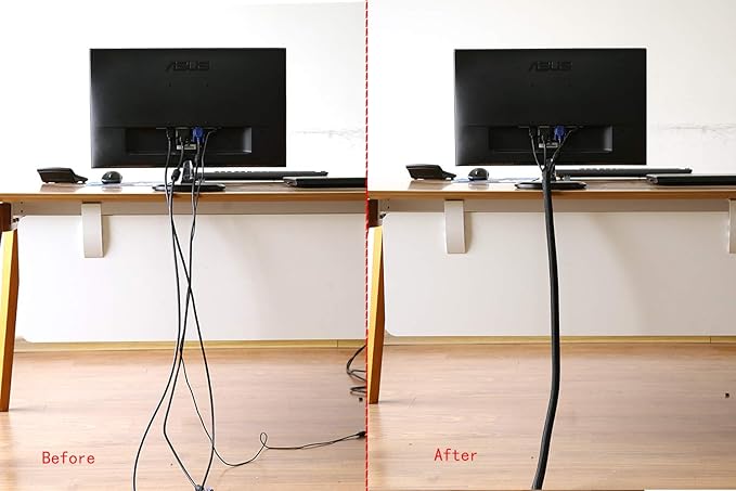 Alex Tech 25ft - 3/8 inch Cord Protector Wire Loom Tubing Cable Sleeve Split Sleeving For USB Cable Power Cord Audio Video Cable – Protect Cat From Chewing Cords - Black