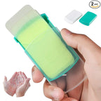 HongyiTime 2 Boxs (100 Sheets) Hand Washing Soap Sheets for Outdoor Travel,Portable Camping Hand Soap,Hiking Washing Hand Bath Paper Soap for Travel,BBQ,Party,School,Girls