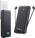 Portable Charger with Built-in AC Plug and Cables,13800mAh USB C Fast Charging Power Bank,Travel Essentials Portable Phone Charger Battery Pack for iPhone 17/16/15/14/13,Galaxy,Android-Graphite Black
