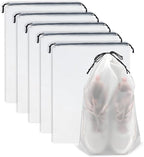 Clear Travel Shoe Bags 5-Pack (15.7x11.8 Inches) – Waterproof Drawstring Shoe Organizers for Packing, Essential Travel Gear for Men & Women