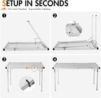 Portal Camping Table with Expandable Tabletop, 37" to 51.2" Adjustable Length Aluminum Folding Table, Large for 2-6 Person, Design with Storage Mesh & Carry Bag for Car Camping, Backyard, Tailgating