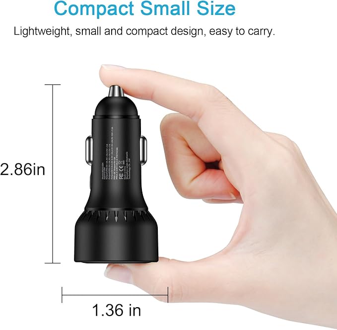 Multi 3 Ports Fast Car Charger Adapter 12V Auto Vehicle Plug - USB C & USB A Quick Charging - Cigarette Lighter Cell Phone Automobile Charger for iPhone 17 Pro Max Air 17e 16e 16 15, Samsung S26