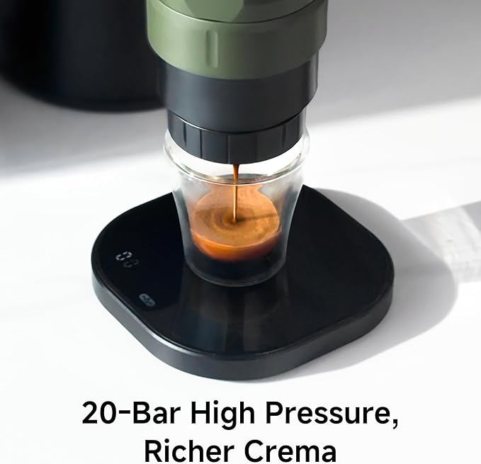 HIBREW H4C Classic - Portable Electric Espresso Machine, USB-C Rechargeable Coffee Maker with Removable Battery, Compatible with Ground Coffee & NS Capsules, Travel & Home(Green)