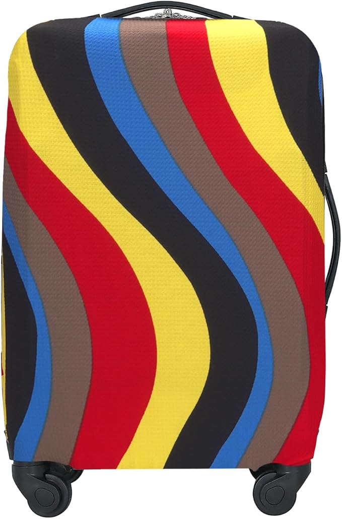 Adorila Travel Luggage Cover Suitcase Protector - Elastic Washable Protective Cover for Suitcase, Colorful Wave Pattern, Size L