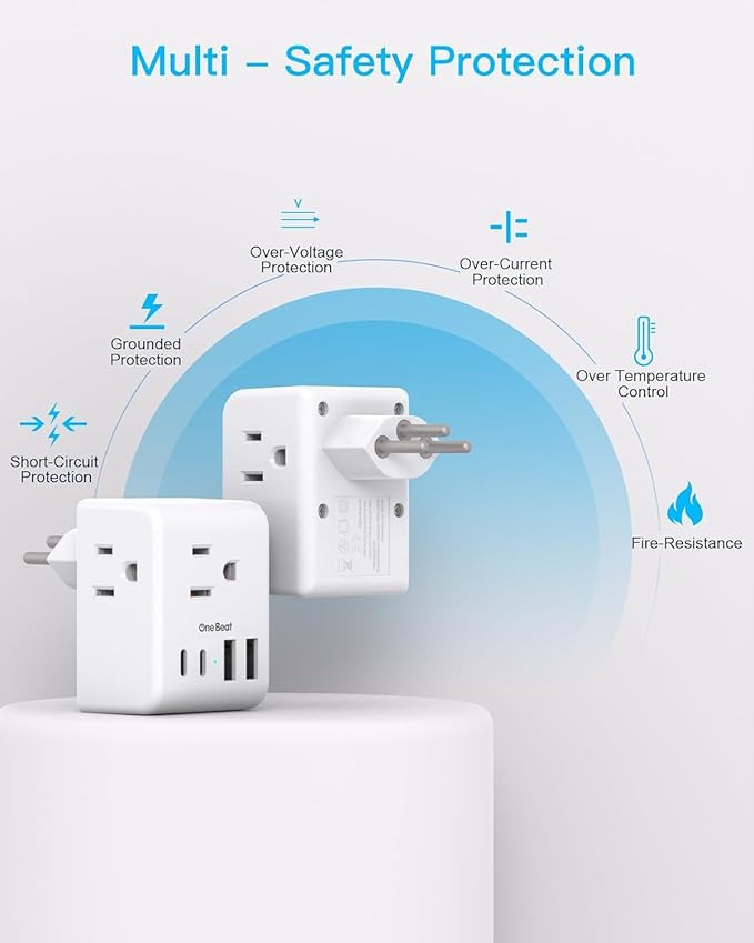 2 Pack Switzerland Travel Plug Adapter, Type J Power Adaptor with 3 Outlets 4 USB Charging Ports(2 USB C), Swiss Outlet Adapter Travel Plug for US to Switzerland, Liechtenstein, Rwanda