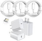 3 Pack Fast Charger iPhone,【Apple MFi Certified】6FT iPhone Charger Fast Charging USB C Block Wall Adapter 6 Foot Type C to Lightning Cable for iPhone 14 Pro Max/14 Plus/13 Pro/12/12Pro/11/XS/X,AirPods