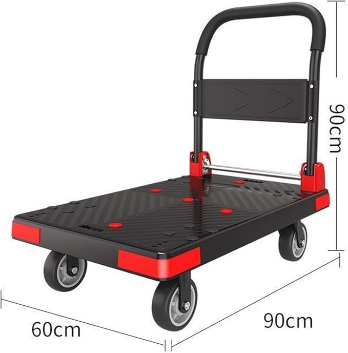 Flatbed cart Folding Multi-Purpose Flatbed Trolley with 5-inch Silent Wheels Foldable Transport(Gris)