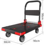 Flatbed cart Folding Multi-Purpose Flatbed Trolley with 5-inch Silent Wheels Foldable Transport(Gris)