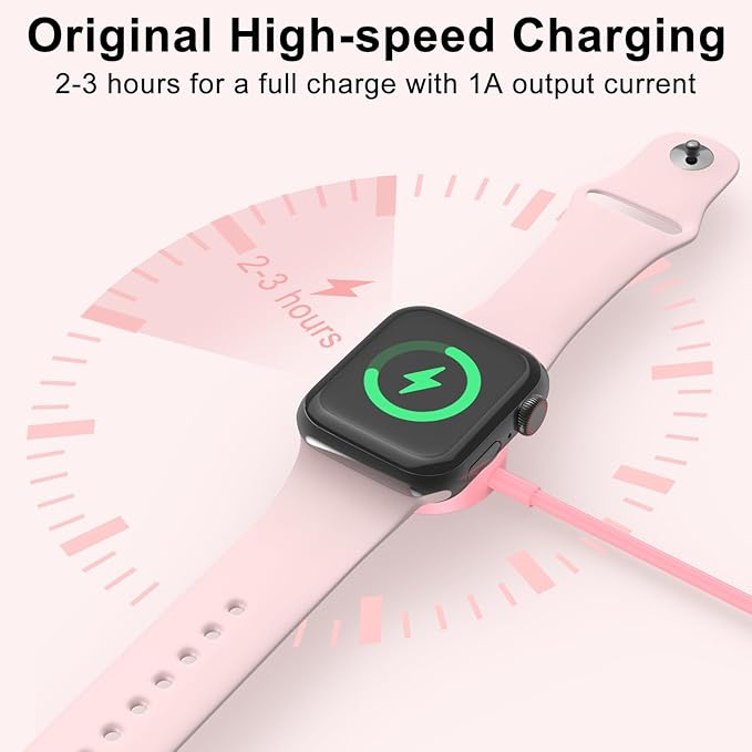 2Pack Pink for Watch Charger USB Magnetic Fast Charger Portable Compatible with Watch Ultra/SE/Series 10-1 [3.3FT]