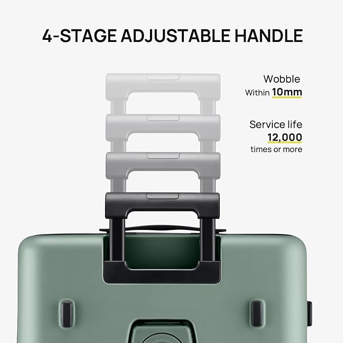 NINETYGO Medium Checked Luggage 25 Inch, Flat Top Opening Check In Luggage with Cup Holder, Expandable, Lightweight PC Hard Shell, TSA Lock, 360° Spinner Wheels (Creamy Matcha Tea)