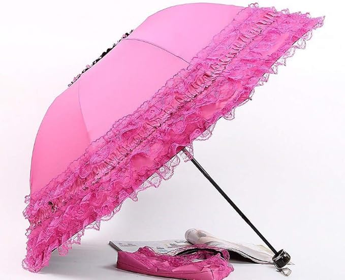 WANLIAN Folding umbrella Travel Umbrella Folding UV Resistance Lace Parasol Umbrella Sun Umbrella For Women Girls sunshades with lace decoration