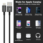 Snisre Car Carplay Cable, USB A to Lightning Cable 3FT Compatible with iPhone 14 13 12 11 Pro Max XR XS X Charger Cord，Car Charging Cord（Black）