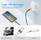 USB Type C Cable Fast Charging,3pack 10ft Premium Nylon Braided 3A Rapid Charger Quick Cord,Type C to A Cable Compatible for Samsung Galaxy S21 S20 S10 S9 S8 Plus,Note 20 10 9 8, LG V50 V40 G8（Pink）