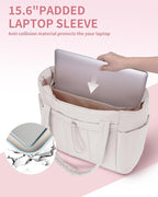 Wandering Nature Puffer Tote Bag with Cup Holder & Laptop Compartment & Trolley Sleeve for Travel, Work, Nurse, Women