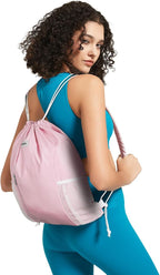 WANDF Drawstring Backpack with Shoulder Pad Sports Gym Backpack with Mesh Pocket String Bag for Women Men(Pink)