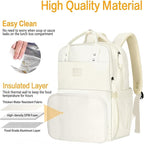 MATEIN Womens Backpack with Lunch Box, 17 Inch Laptop Backpack with Cooler Compartment for Lunch Containers, Large Computer Backpack for Travel Work College Daily, Beige