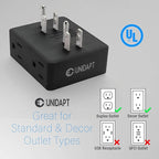 Multi Plug Outlet Splitter, Unidapt Multiple Outlets Extender Adapter with 6 AC Sockets, Side Splitter Box, Wall Power Plug Expander for Home Hotel Office Dorm Essentials, 2-Pack (Black)