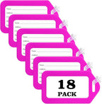 18 Pack Luggage Tag Bright Luggage Tags for Suitcases Bag Tags Name Tags for Kids Travel Accessories Must Haves by Sodsay (Pink)