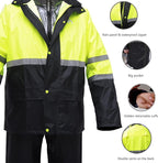 Rain Suit, High Visibility Reflective Safety Jacket, Lightweight Rain Gear, Waterproof Rain Jacket with Pants