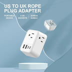 US to UK Plug Adapter, Foldable UK Travel Adapter with 4 AC Outlets 4 USB Ports(2 USB C), Type G Power Adapter for USA to Ireland England British Scotland London Hong Kong Singapore(1 Pack)