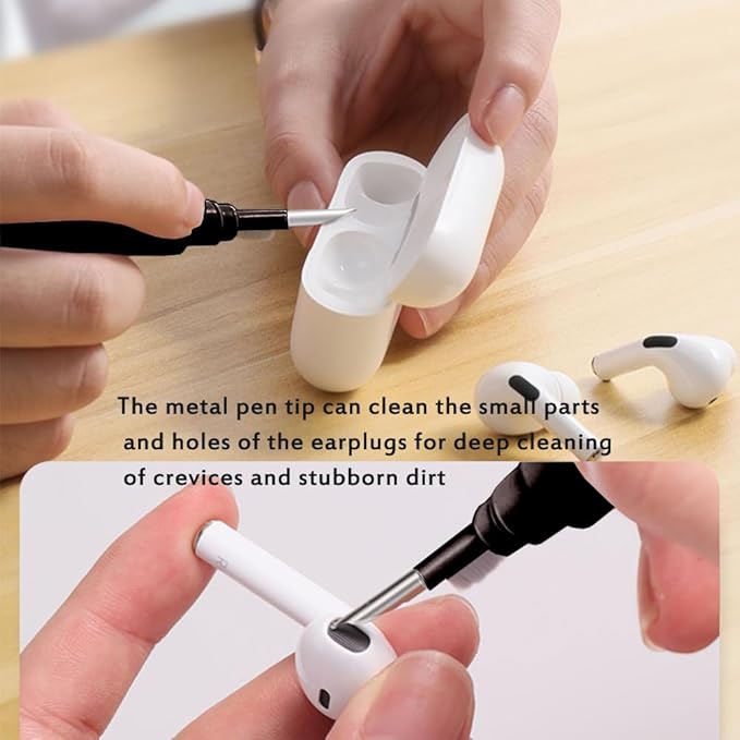 Cleaner Kit for Earbuds, Cleaning kit for Airpods Pro 1 2 3, Multi-Function Cleaning Tool with Brush Flocking Sponge for Wireless Earphones Bluetooth Headphones Case Camera and Phone(Black)