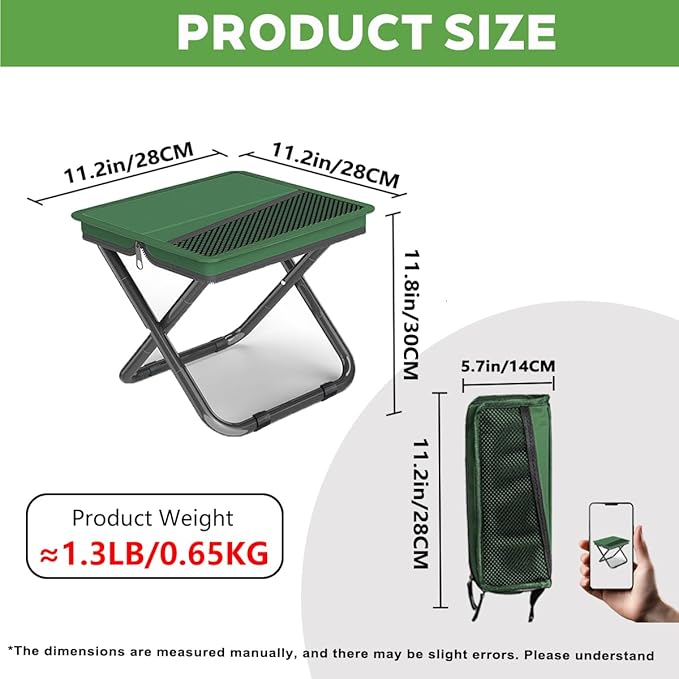 2-in-1 Collapsible Camping Stool & Sling Bag / 220LB Load Capacity Folding Portable Fishing Stool/Collapsible Stool for Camping, Hiking, Fishing, Gardening & Beach Outdoor Activities
